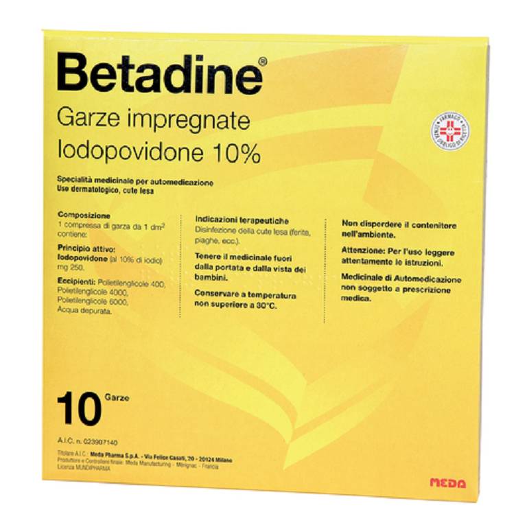 BETADINE*10GARZE IMPREGN 10x10